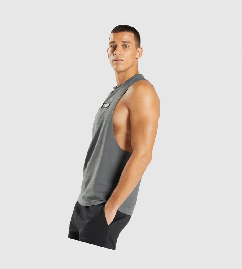 Gymshark Central Drop Arm Miesten Hihaton Paita Harmaat | STBVPK017