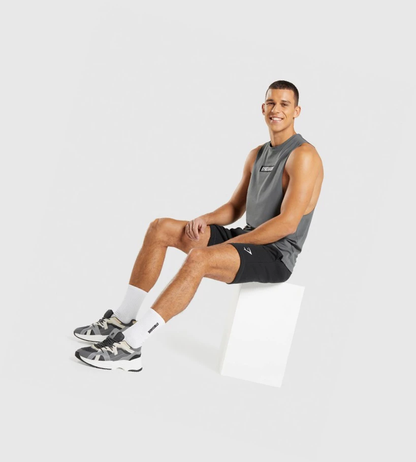 Gymshark Central Drop Arm Miesten Hihaton Paita Harmaat | STBVPK017