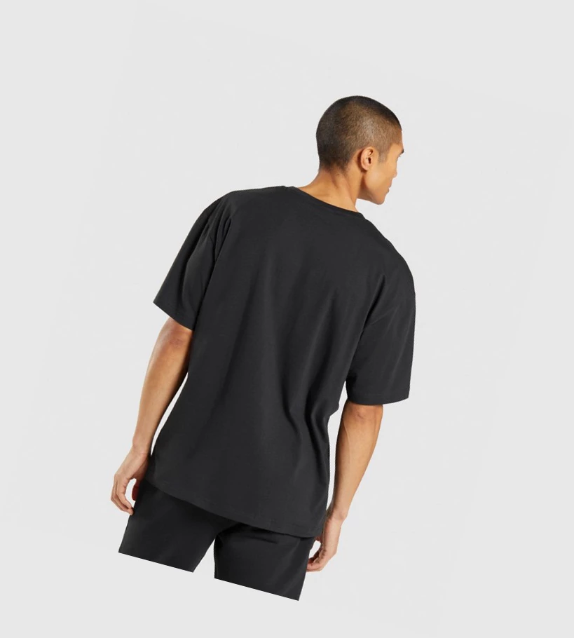 Gymshark Central Oversized Miesten T Paidat Mustat | HDEKXF819