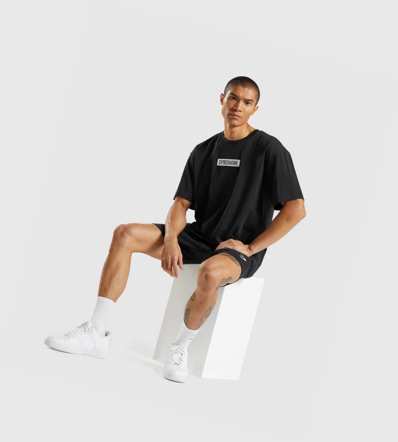 Gymshark Central Oversized Miesten T Paidat Mustat | HDEKXF819
