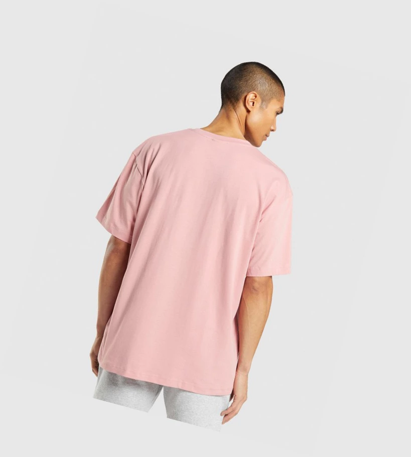 Gymshark Central Oversized Miesten T Paidat Pinkki | RUYEDW078