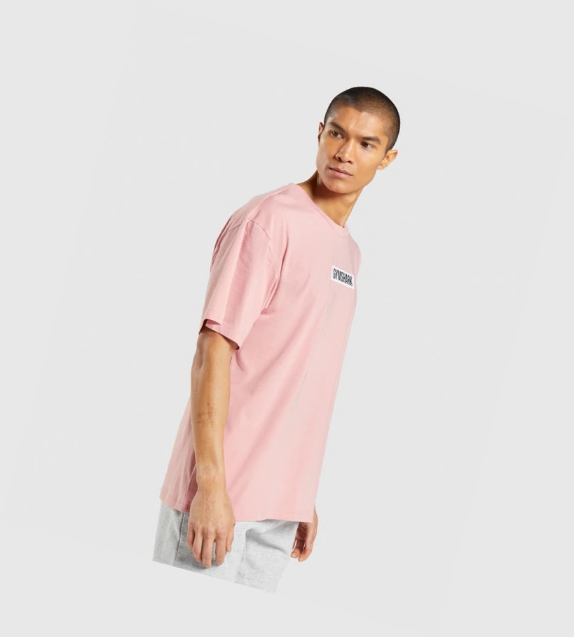 Gymshark Central Oversized Miesten T Paidat Pinkki | RUYEDW078