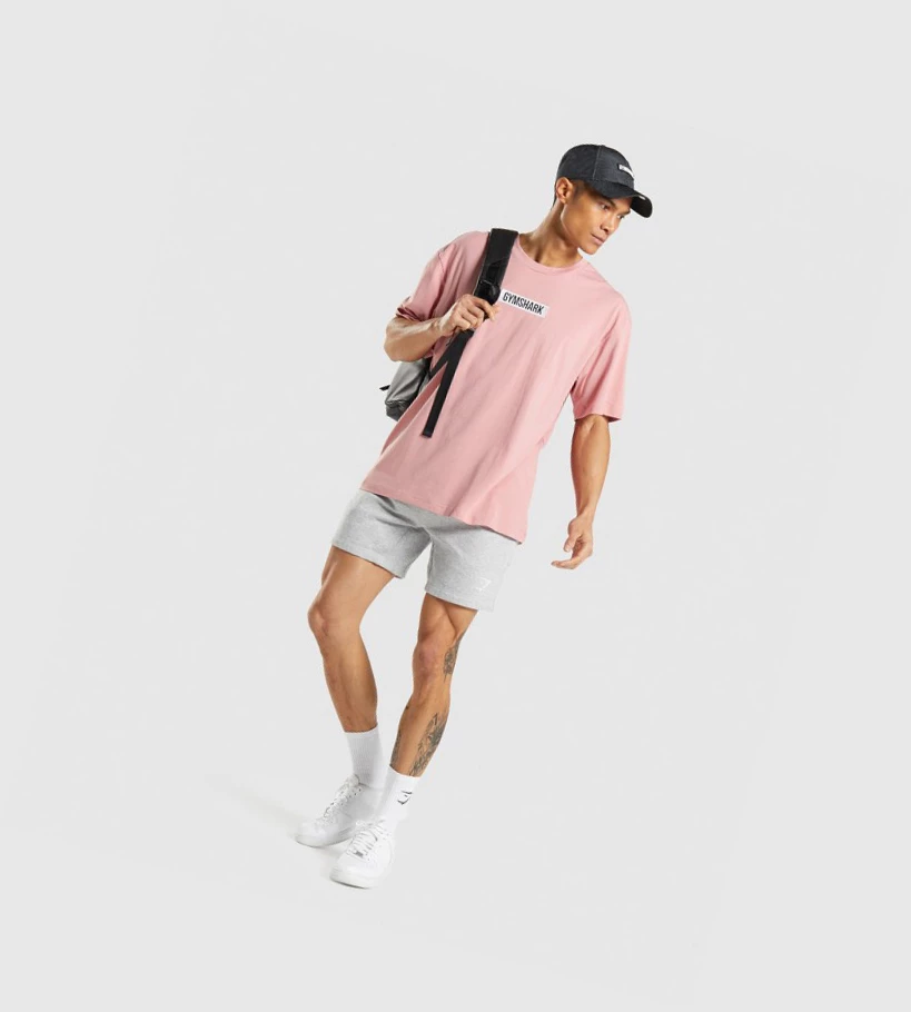 Gymshark Central Oversized Miesten T Paidat Pinkki | RUYEDW078