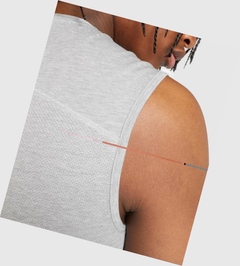 Gymshark Chalk Miesten Hihaton Paita Vaaleanharmaat | VKTPBH273