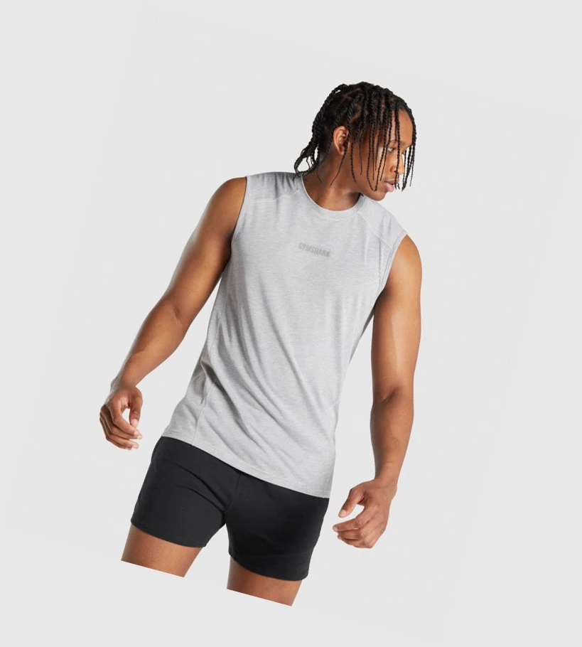 Gymshark Chalk Miesten Hihaton Paita Vaaleanharmaat | VKTPBH273