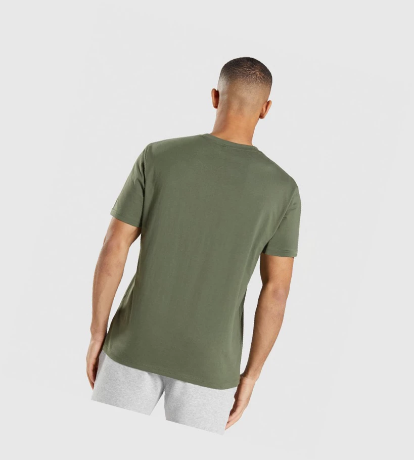 Gymshark Crest Miesten T Paidat Oliivinvihreä | CFZUIE209