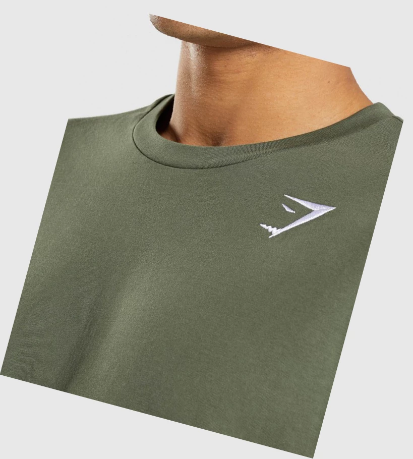 Gymshark Crest Miesten T Paidat Oliivinvihreä | CFZUIE209
