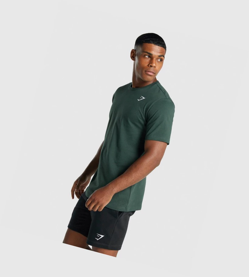 Gymshark Crest Miesten T Paidat Tummanvihreä | SJLPGQ421