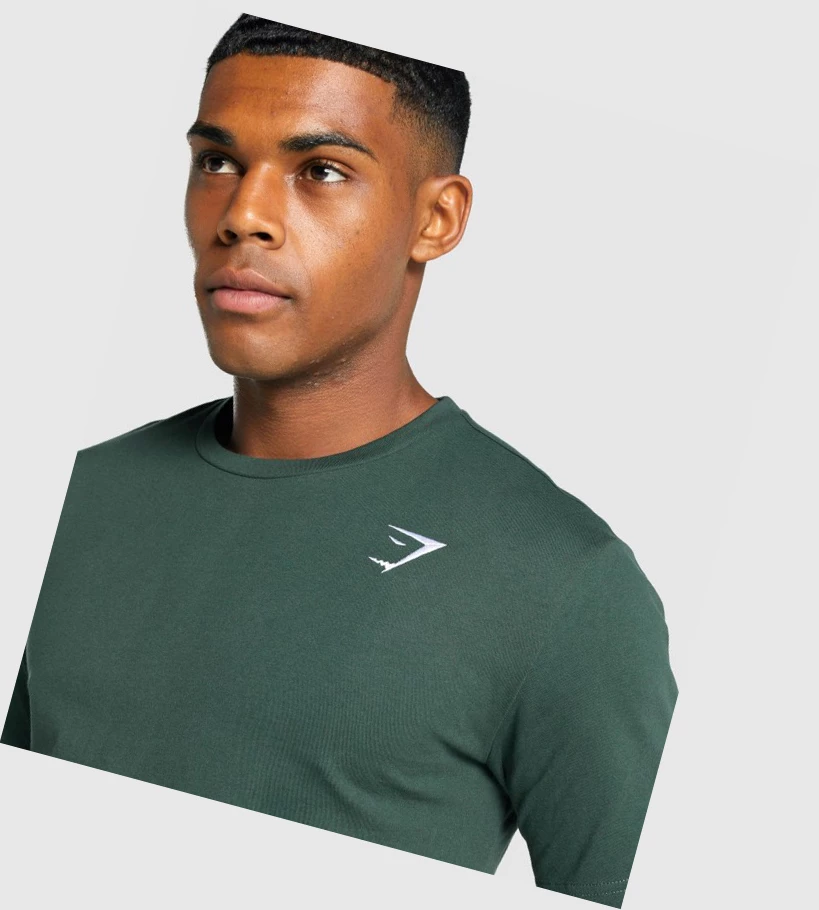 Gymshark Crest Miesten T Paidat Tummanvihreä | SJLPGQ421