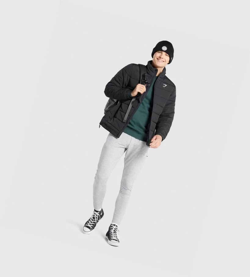 Gymshark Crest Puffer Miesten Vaatteet Mustat | KJPDWS430