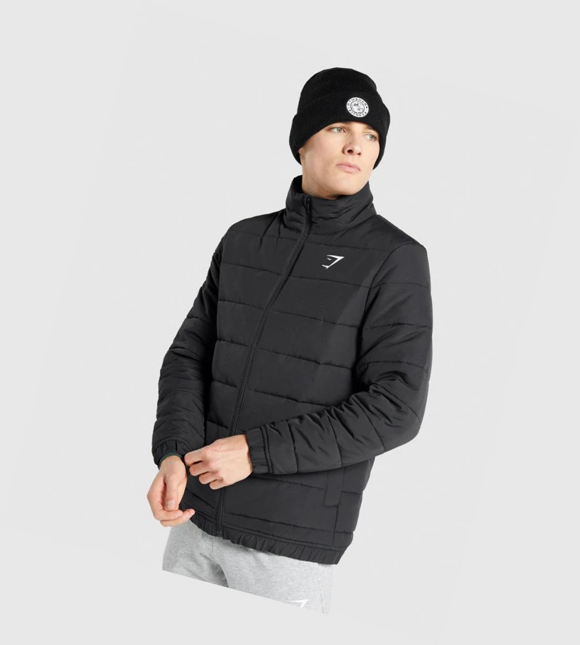 Gymshark Crest Puffer Miesten Vaatteet Mustat | KJPDWS430