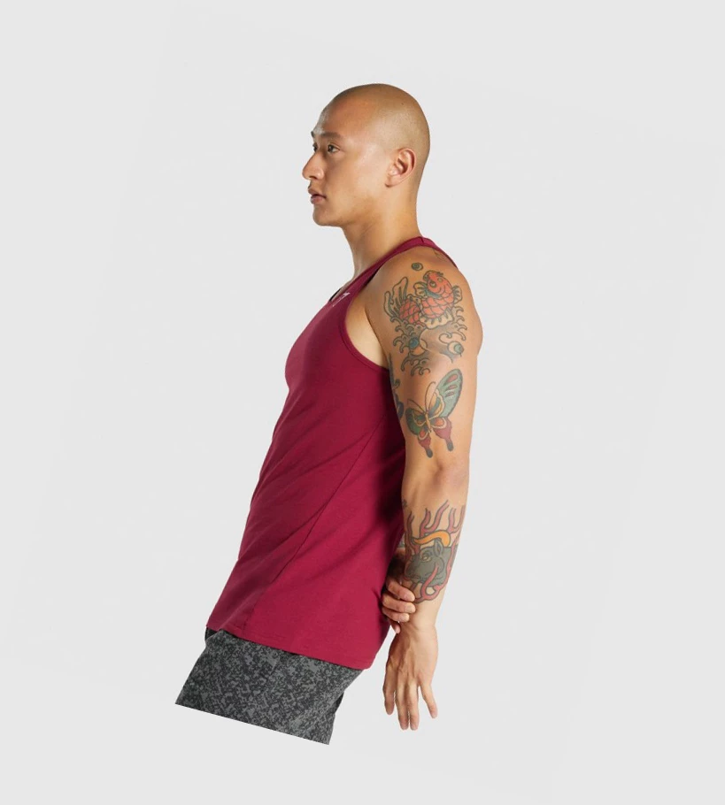 Gymshark Critical 2.0 Miesten Hihaton Paita Viininpunainen | DUVTPN698
