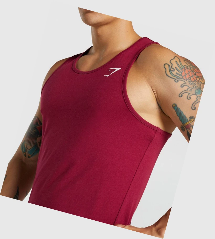 Gymshark Critical 2.0 Miesten Hihaton Paita Viininpunainen | DUVTPN698