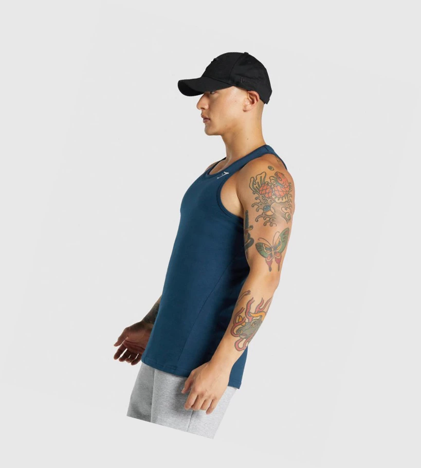 Gymshark Critical 2.0 Miesten Hihaton Paita Laivastonsininen | PMEFWZ467