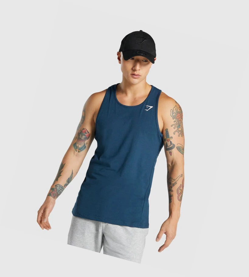 Gymshark Critical 2.0 Miesten Hihaton Paita Laivastonsininen | PMEFWZ467