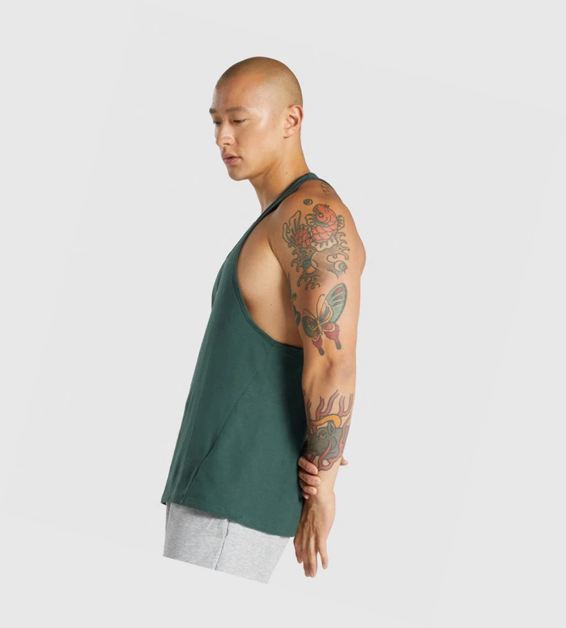 Gymshark Critical 2.0 Miesten Hihaton Paita Tummanvihreä | USDZMA168