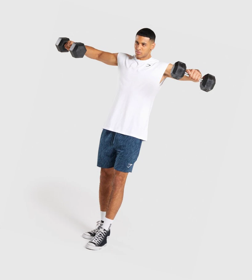 Gymshark Critical Cut Off Hihattomat Miesten Hihaton Paita Valkoinen | IOAVLB478