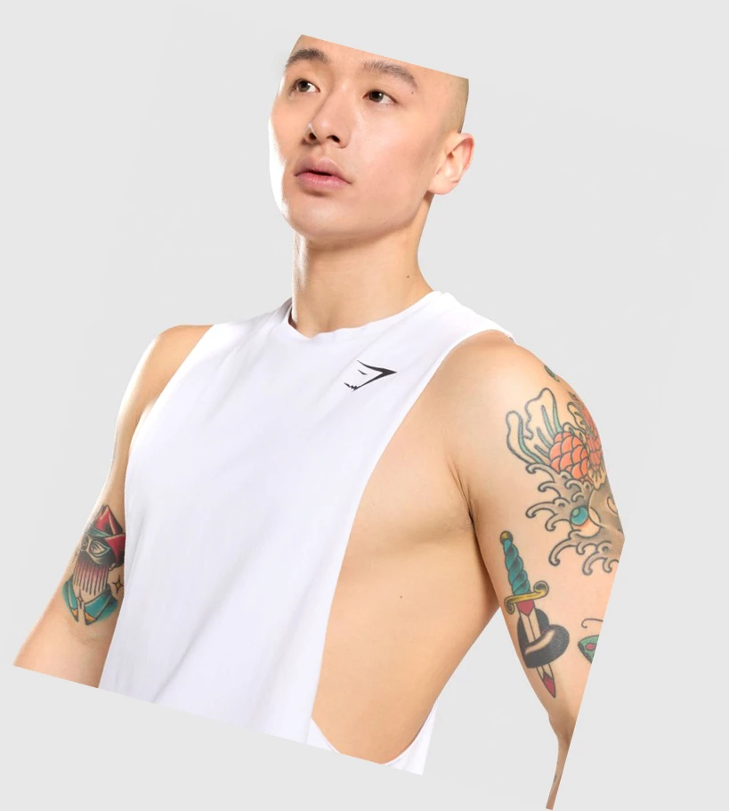 Gymshark Critical Drop Arm Miesten Hihaton Paita Valkoinen | AKEOZQ279