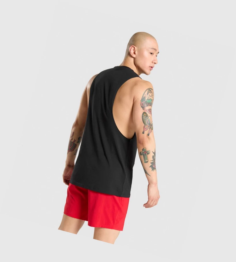 Gymshark Critical Drop Arm Miesten Hihaton Paita Mustat | XFIWJD234