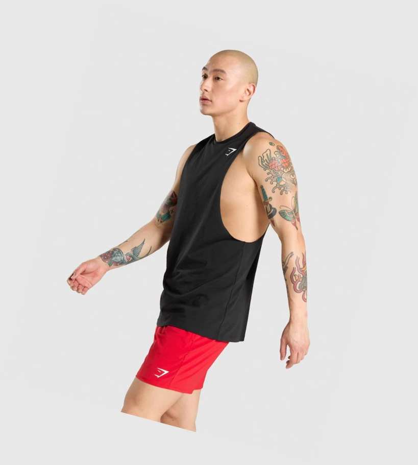 Gymshark Critical Drop Arm Miesten Hihaton Paita Mustat | XFIWJD234