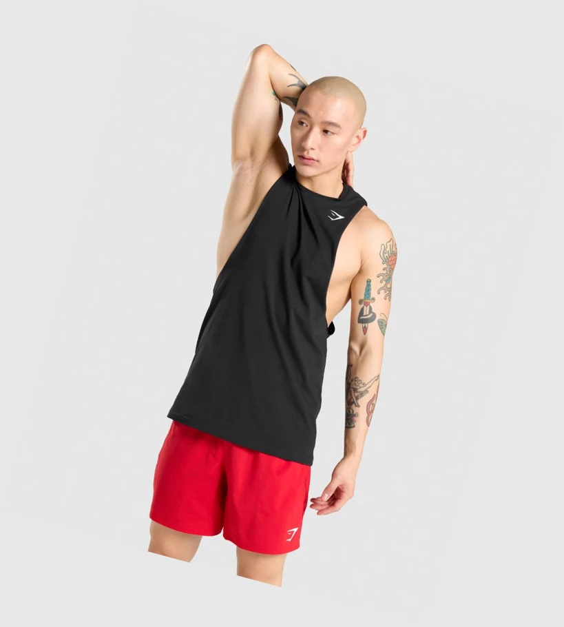 Gymshark Critical Drop Arm Miesten Hihaton Paita Mustat | XFIWJD234