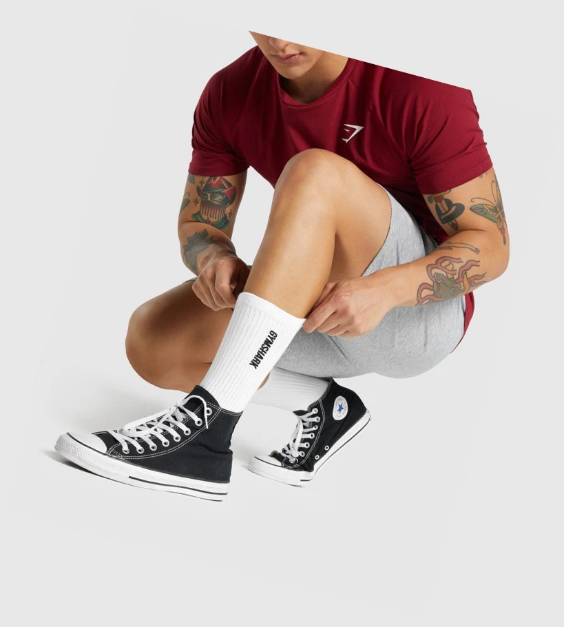 Gymshark Embroidered Logo Miesten Sukat Valkoinen | WJSYKT015