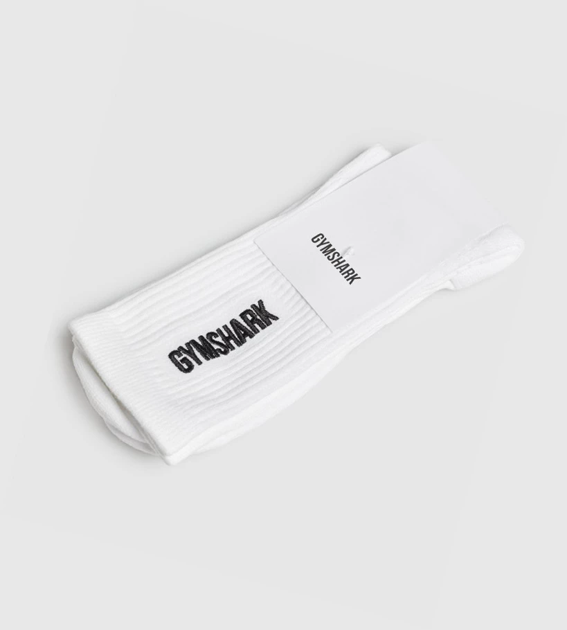 Gymshark Embroidered Logo Miesten Sukat Valkoinen | WJSYKT015