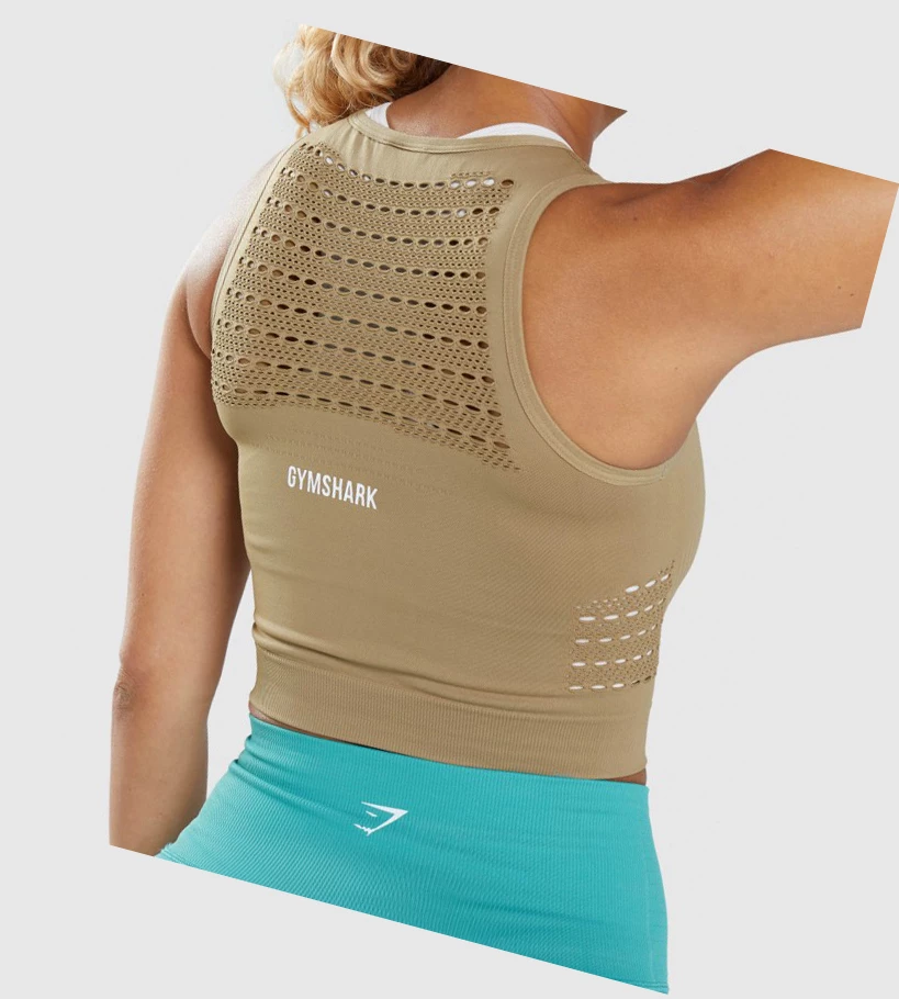 Gymshark Energy Seamless Crop Top Naisten Puserot Ruskea | FGYKPX059