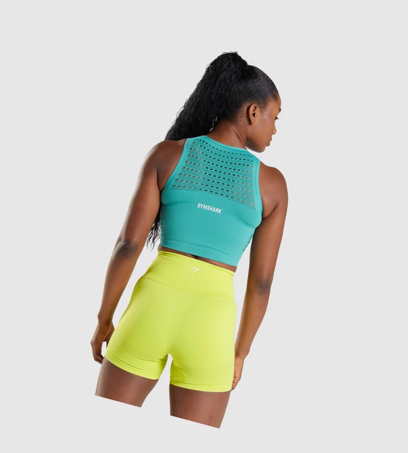 Gymshark Energy Seamless Crop Top Naisten Puserot Turkoosi | OVJATC548