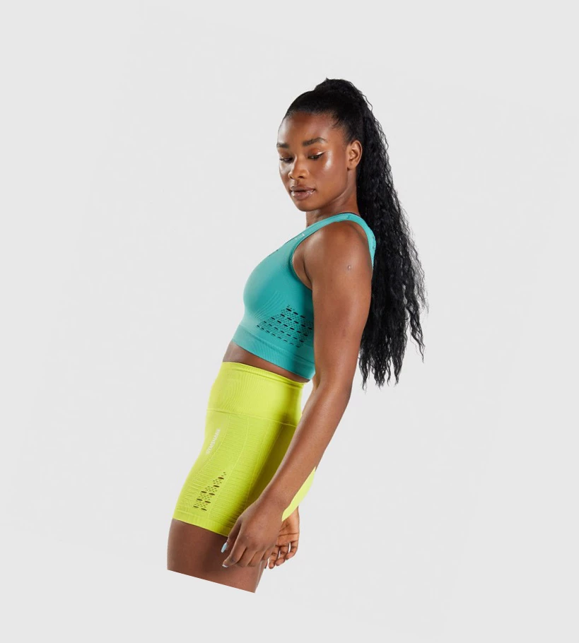 Gymshark Energy Seamless Crop Top Naisten Puserot Turkoosi | OVJATC548