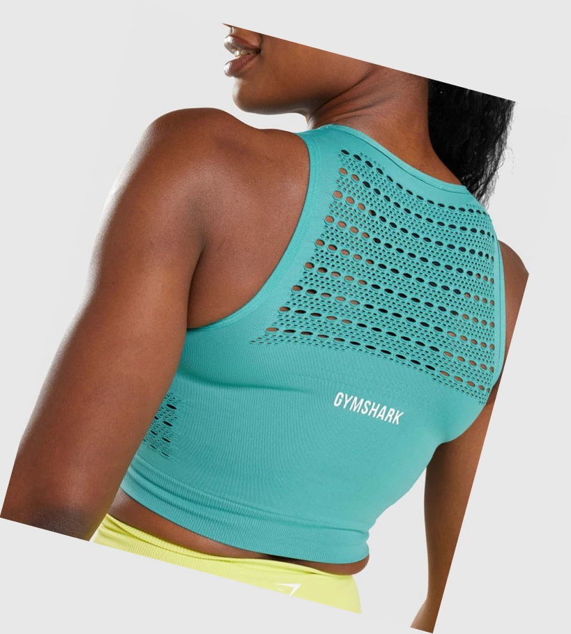 Gymshark Energy Seamless Crop Top Naisten Puserot Turkoosi | OVJATC548