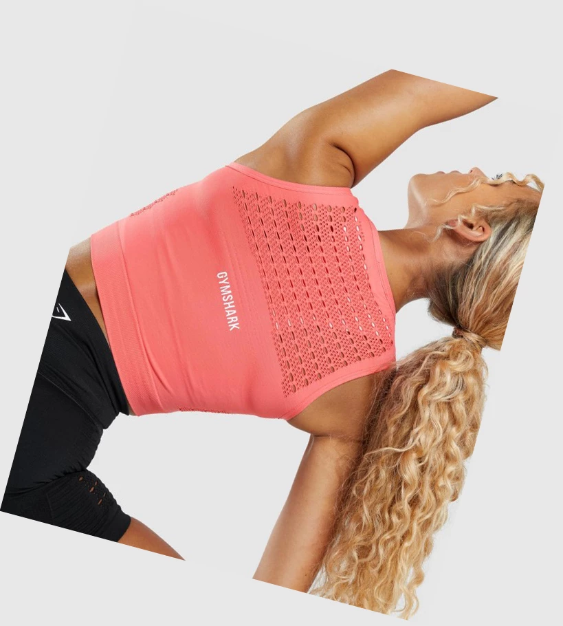 Gymshark Energy Seamless Crop Top Naisten Puserot Pinkki | PXNRMD397