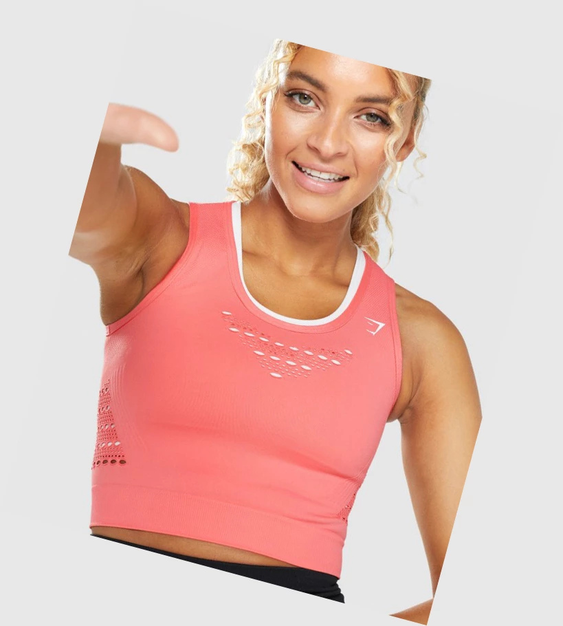 Gymshark Energy Seamless Crop Top Naisten Puserot Pinkki | PXNRMD397