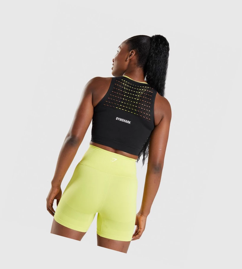 Gymshark Energy Seamless Crop Top Naisten Puserot Mustat | YXKGOQ096