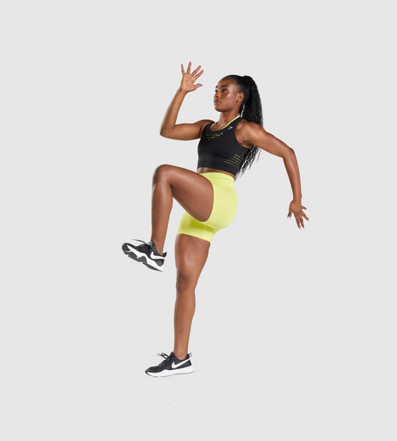 Gymshark Energy Seamless Crop Top Naisten Puserot Mustat | YXKGOQ096