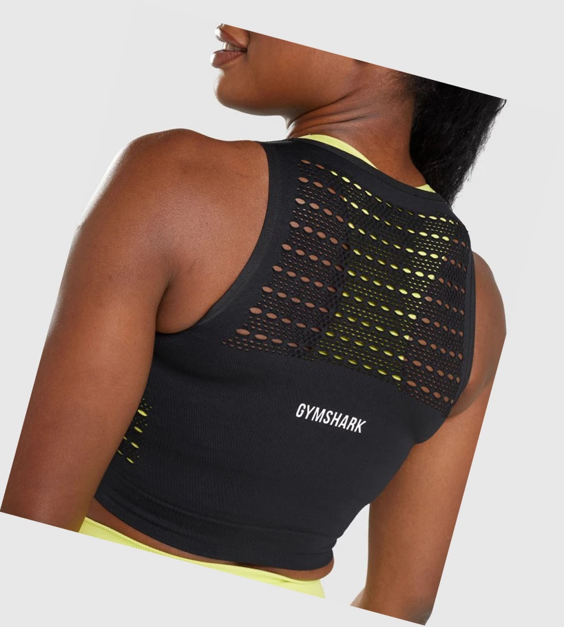 Gymshark Energy Seamless Crop Top Naisten Puserot Mustat | YXKGOQ096