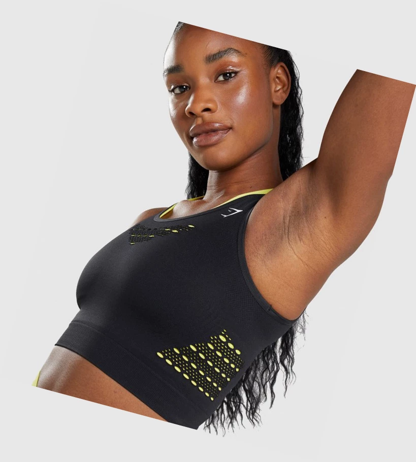 Gymshark Energy Seamless Crop Top Naisten Puserot Mustat | YXKGOQ096