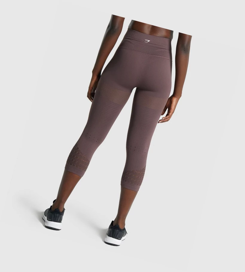 Gymshark Energy Seamless Cropped High Waisted Naisten Leggingsit Ruskea | FKHCPE714