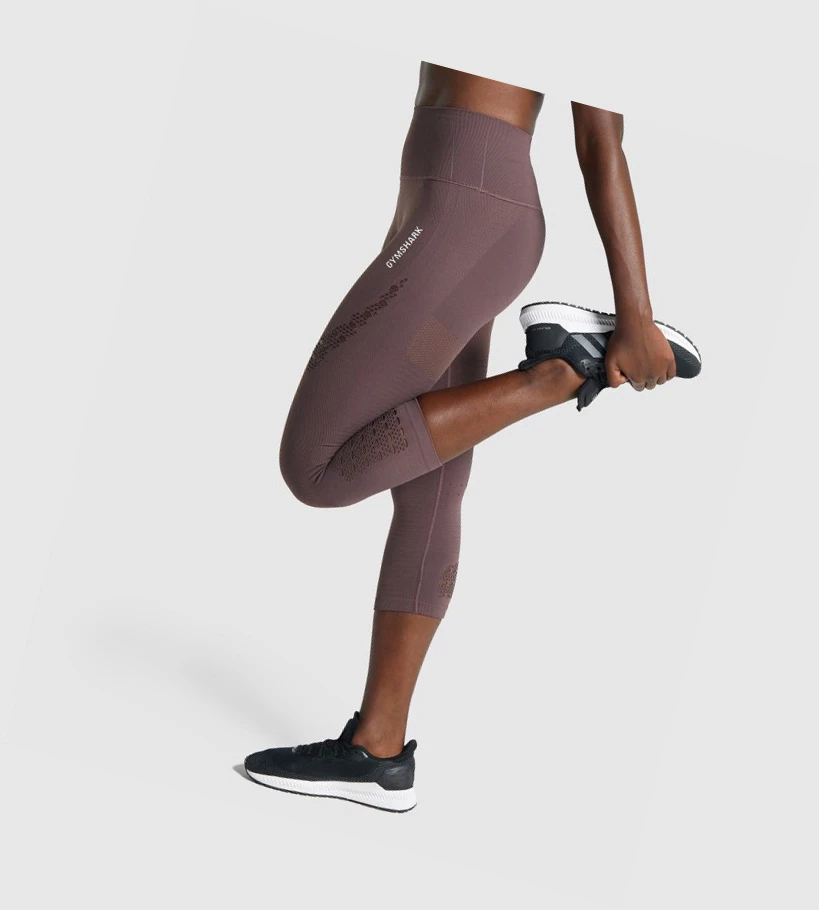 Gymshark Energy Seamless Cropped High Waisted Naisten Leggingsit Ruskea | FKHCPE714