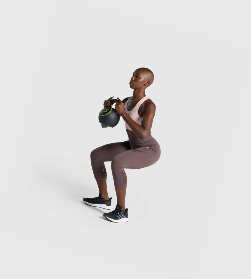 Gymshark Energy Seamless Cropped High Waisted Naisten Leggingsit Ruskea | FKHCPE714
