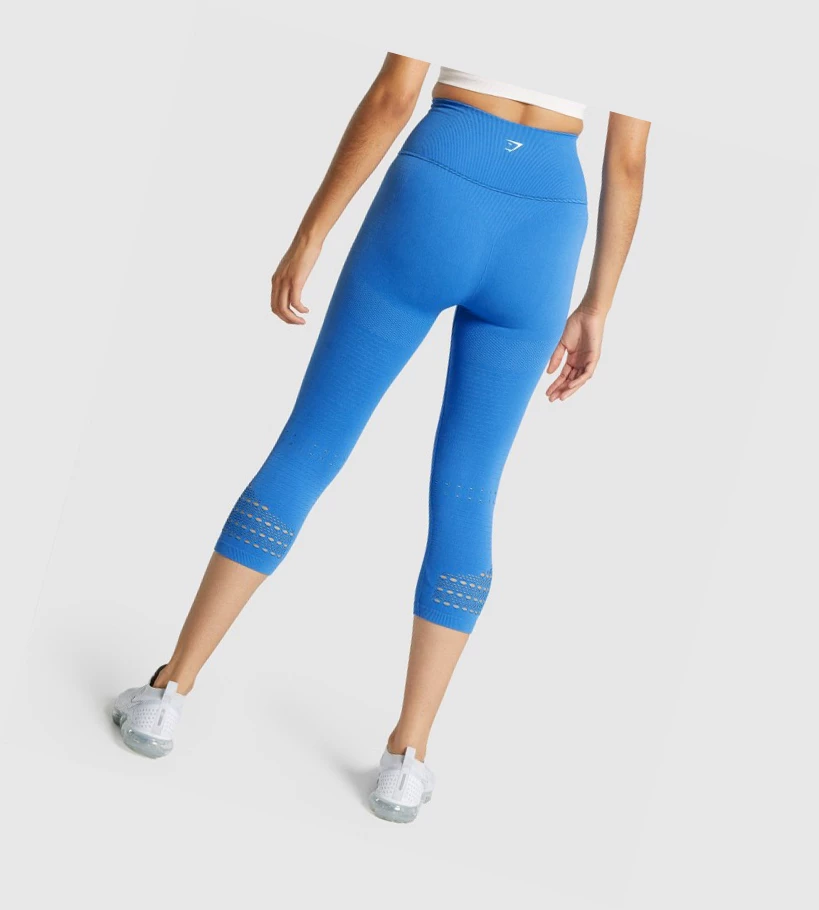 Gymshark Energy Seamless Cropped High Waisted Naisten Leggingsit Sininen | XTJQIH673