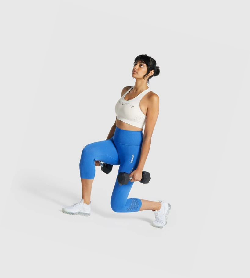 Gymshark Energy Seamless Cropped High Waisted Naisten Leggingsit Sininen | XTJQIH673