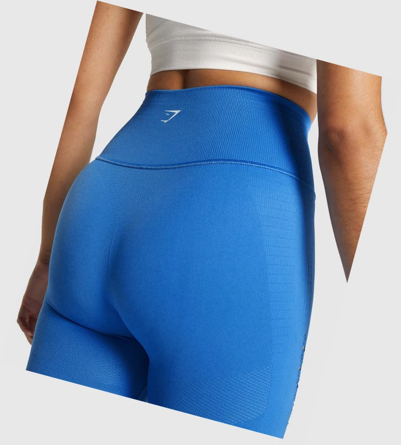Gymshark Energy Seamless Cropped High Waisted Naisten Leggingsit Sininen | XTJQIH673