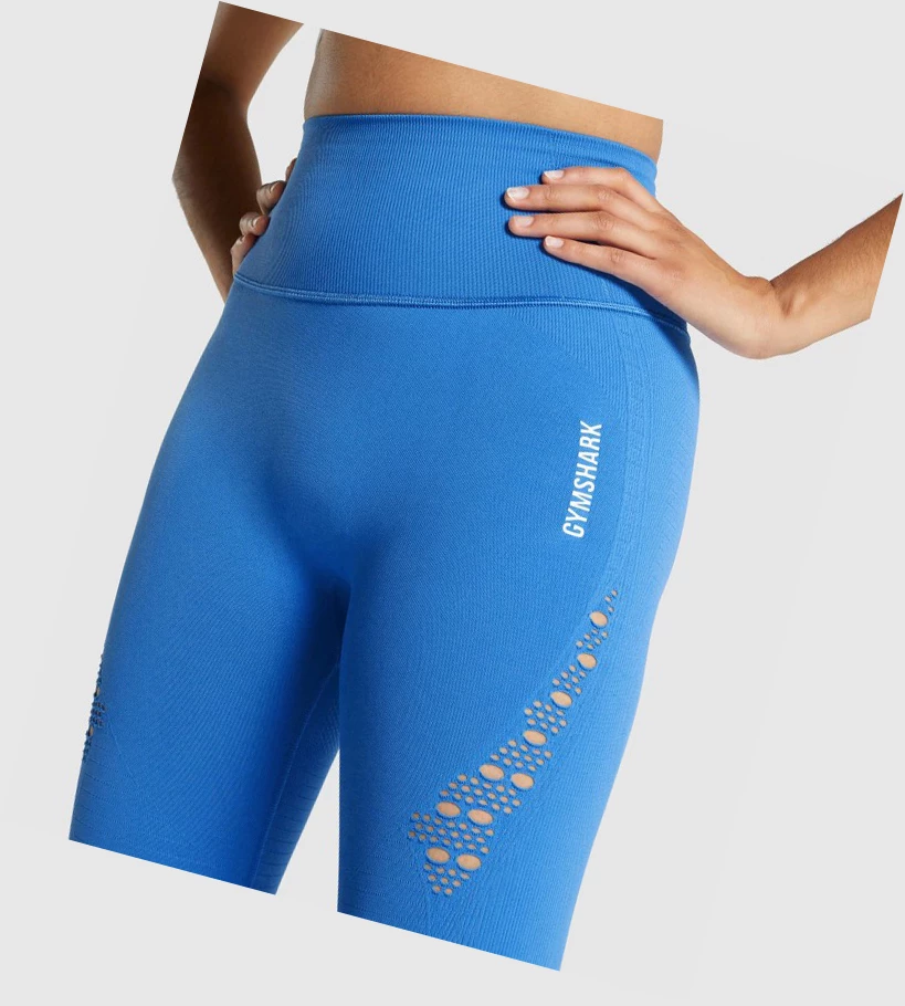 Gymshark Energy Seamless Cropped High Waisted Naisten Leggingsit Sininen | XTJQIH673