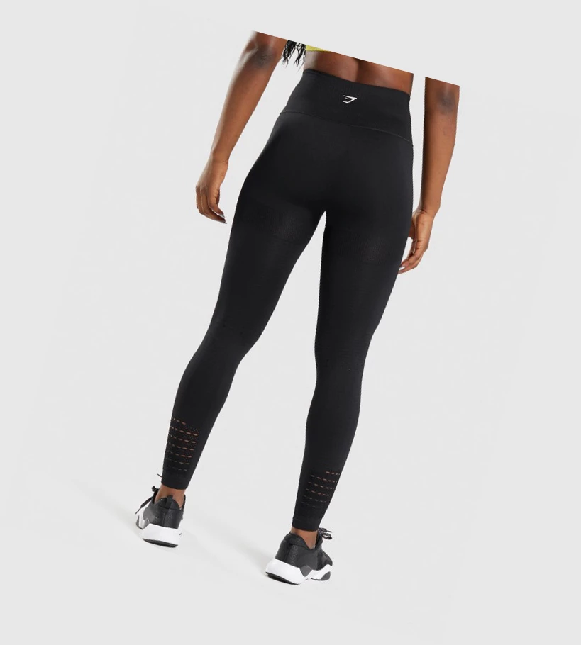 Gymshark Energy Seamless High Waisted Naisten Leggingsit Mustat | TFCENM281