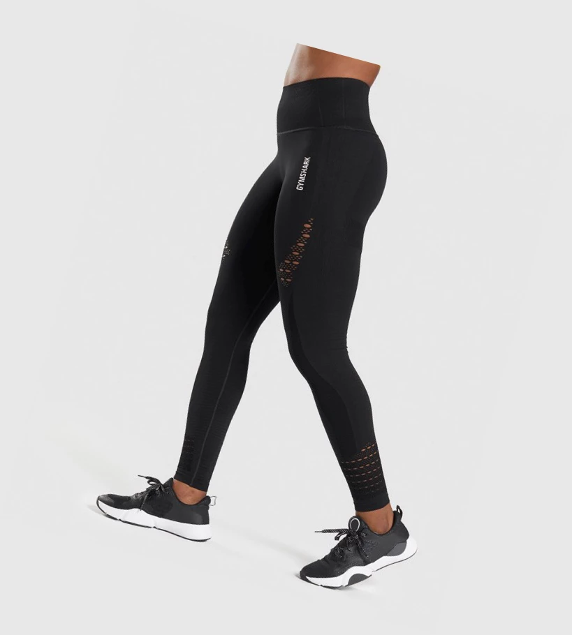 Gymshark Energy Seamless High Waisted Naisten Leggingsit Mustat | TFCENM281