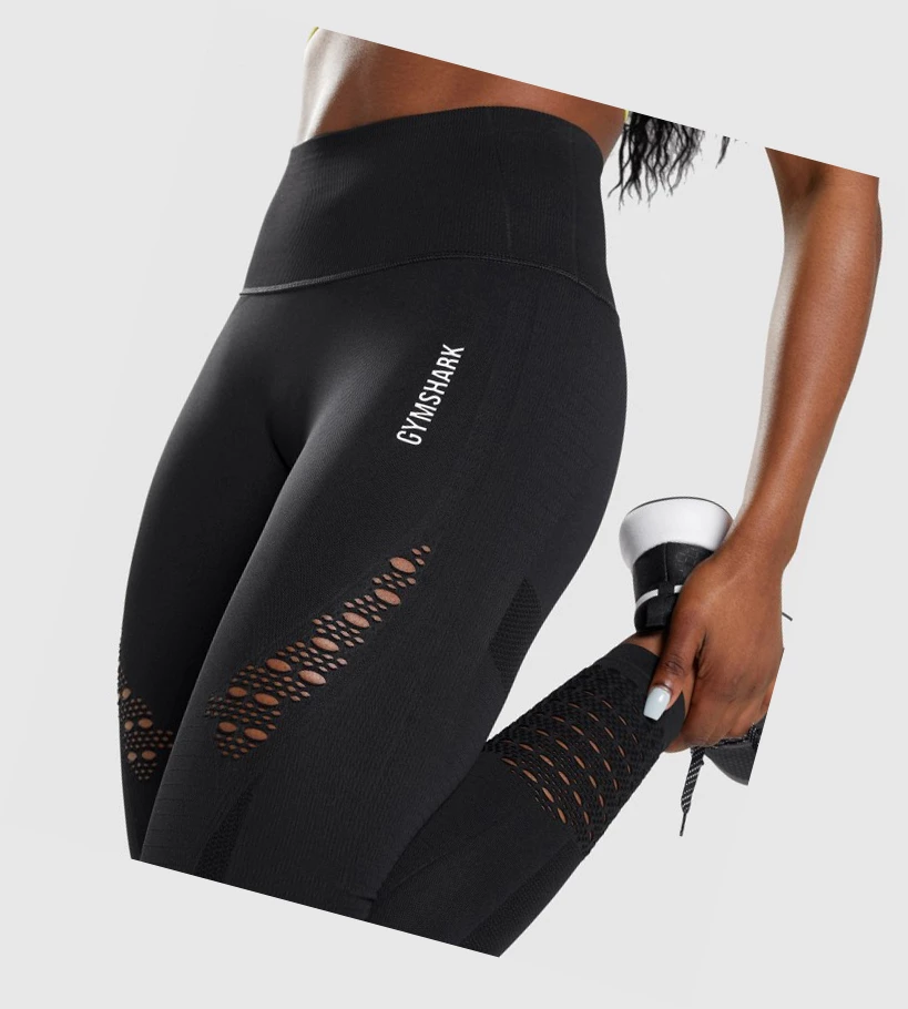Gymshark Energy Seamless High Waisted Naisten Leggingsit Mustat | TFCENM281