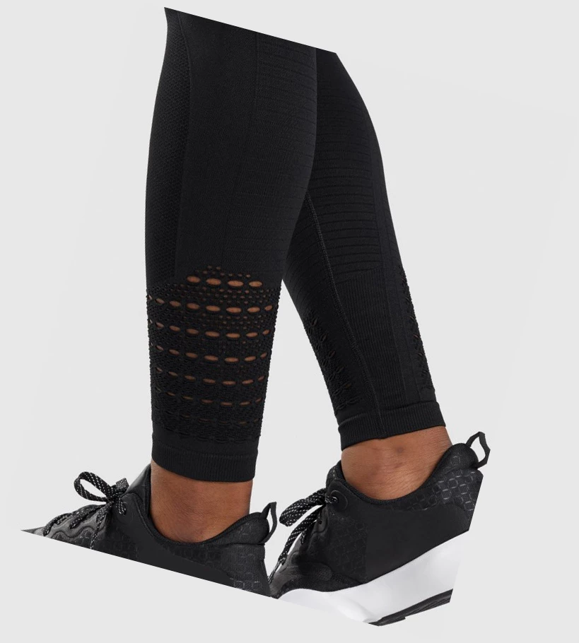 Gymshark Energy Seamless High Waisted Naisten Leggingsit Mustat | TFCENM281