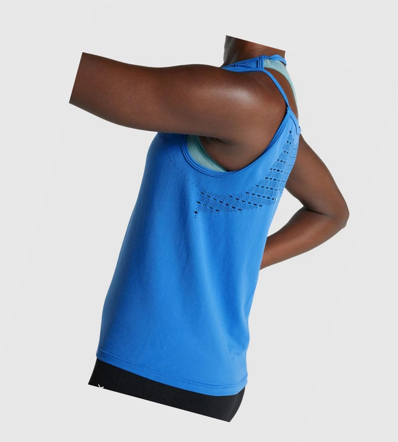 Gymshark Energy Seamless Loose Naisten Hihaton Paita Sininen | FOLTAC361