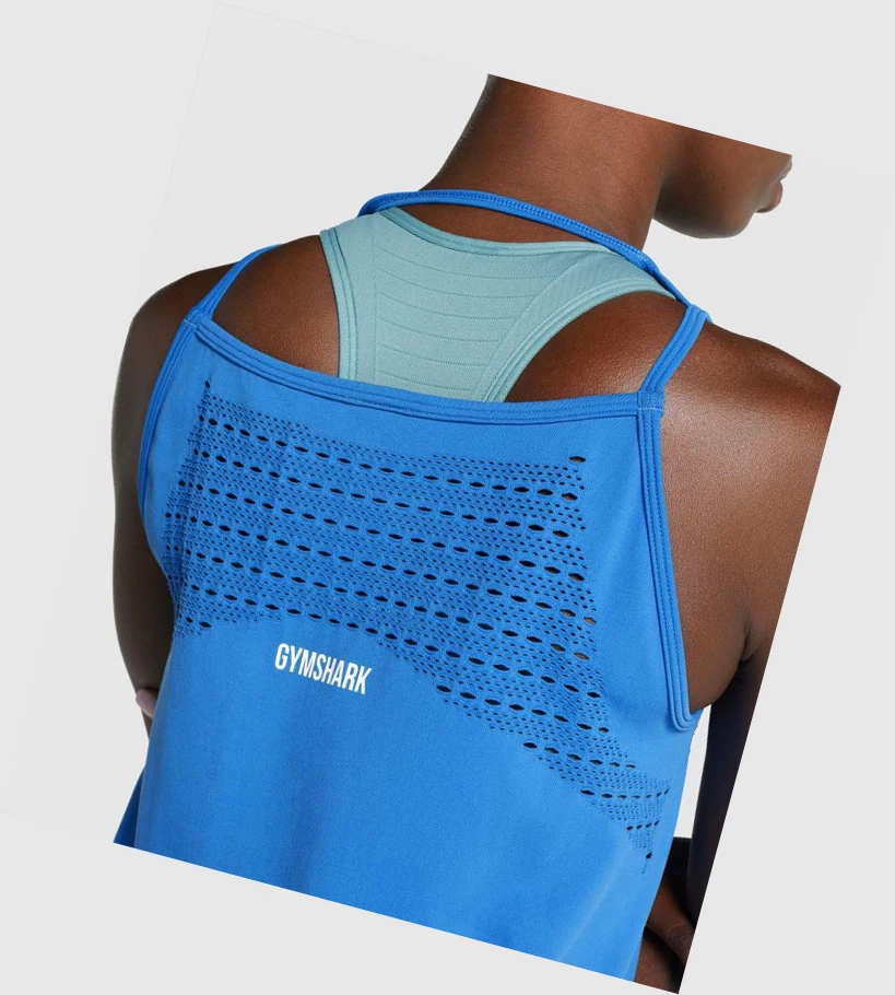 Gymshark Energy Seamless Loose Naisten Hihaton Paita Sininen | FOLTAC361
